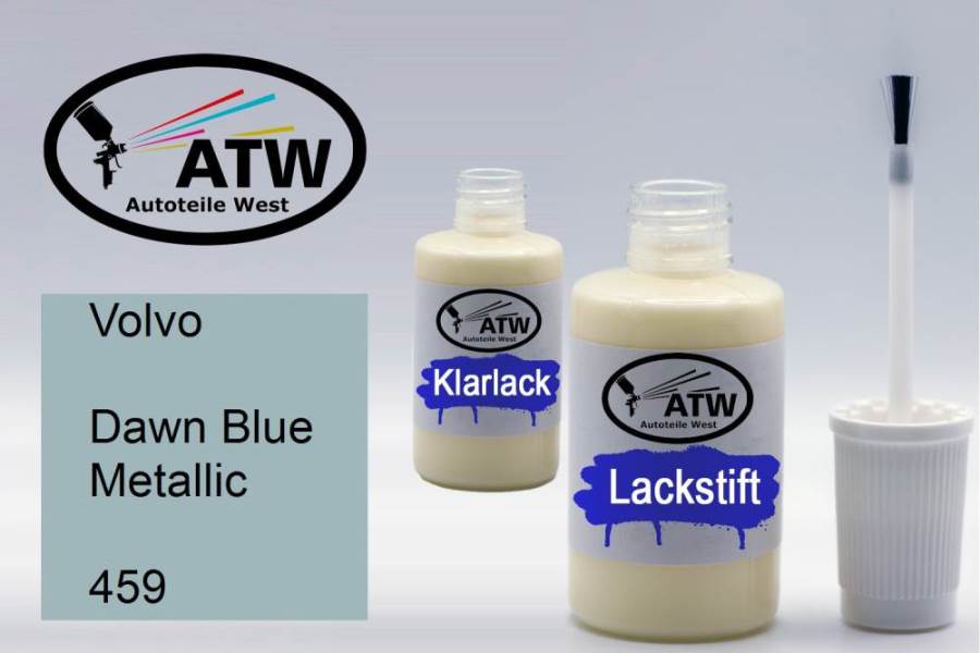 Volvo, Dawn Blue Metallic, 459: 20ml Lackstift + 20ml Klarlack - Set, von ATW Autoteile West.